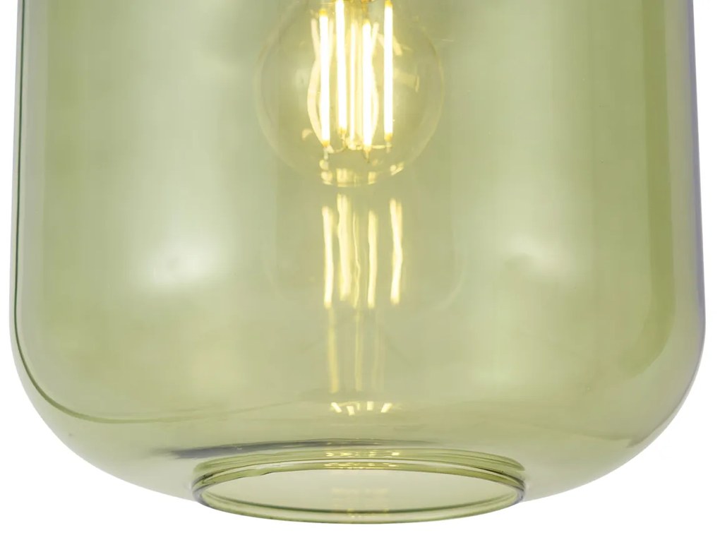 Hotelová elegantná závesná lampa čierna a zlatá so zeleným sklom 5-svetiel - Zuzanna