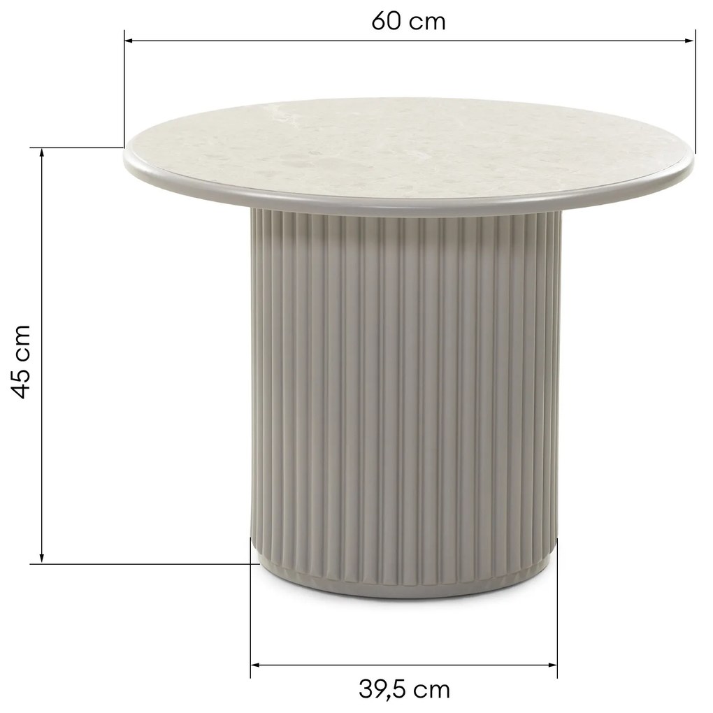 Konferenční stolek Livorna 60 cm šedý/mramor