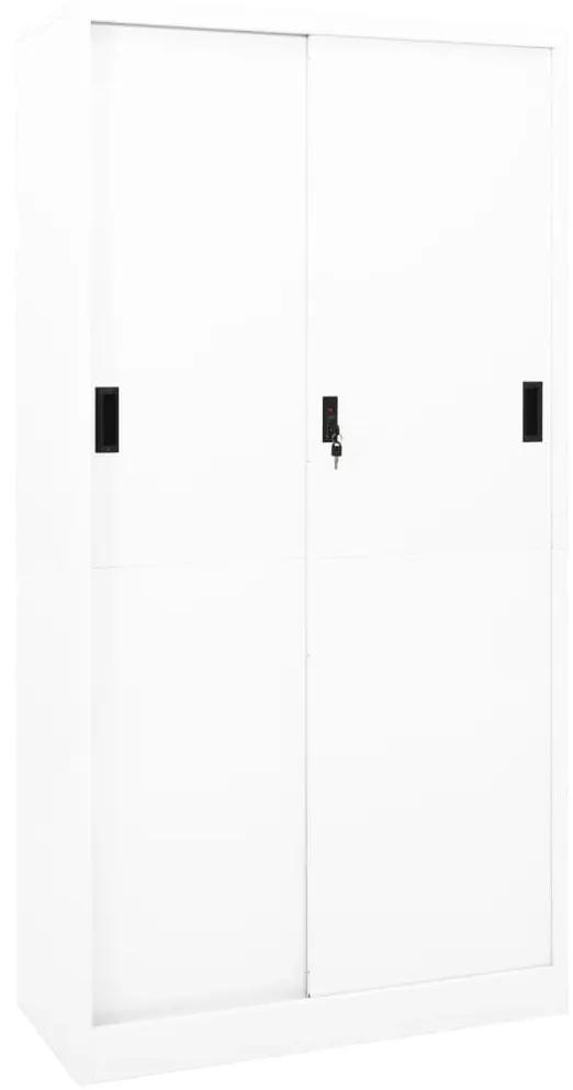 Kancelárska skriňa s posuvnými dverami biela 90x40x180 cm oceľ