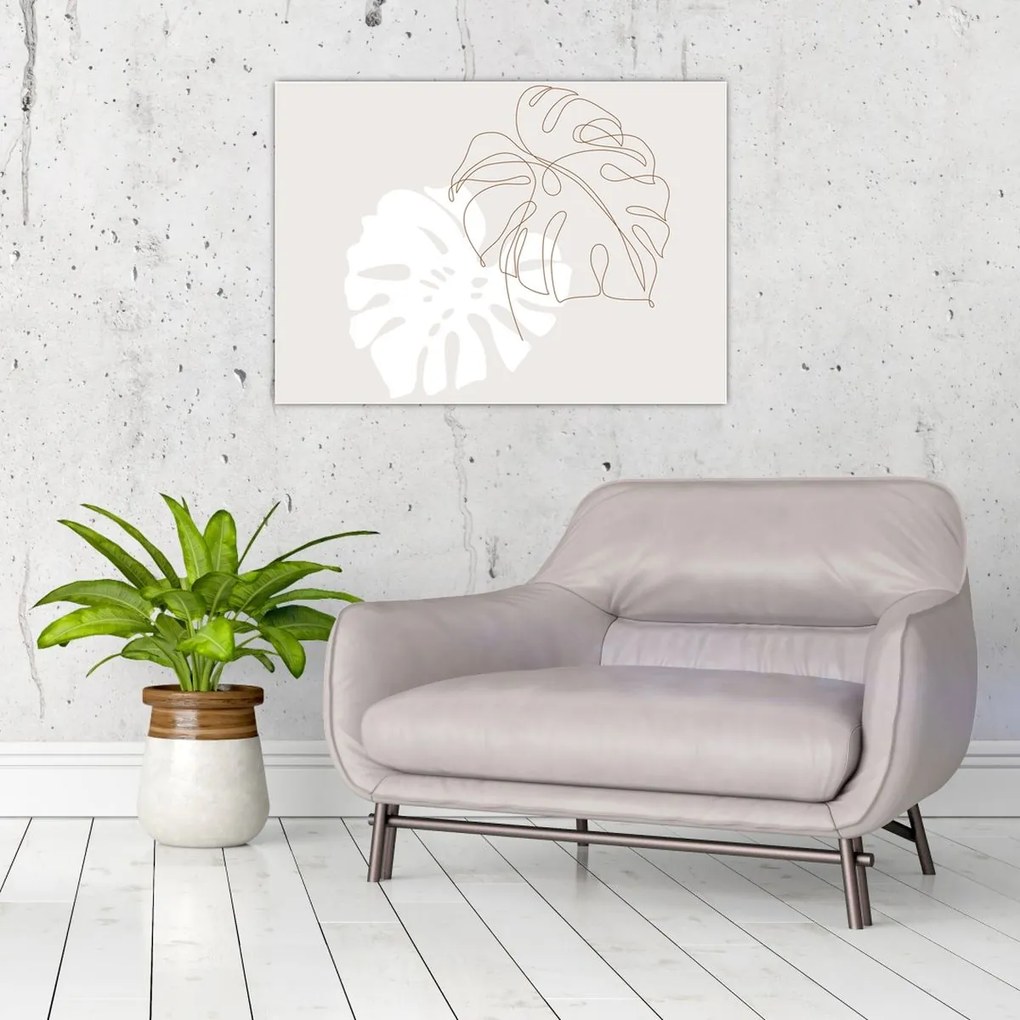 Obraz - Line art monstera N⁰2 (70x50 cm)