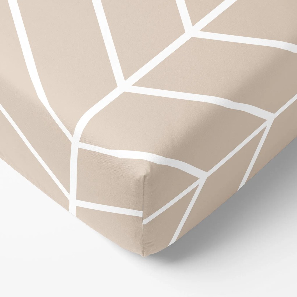 Goldea bavlnená napínacia plachta - biely cikcak na béžovom 80 x 200 cm