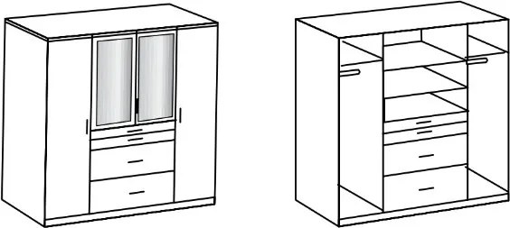 Šatníková skriňa Aachen, 180 cm, biela