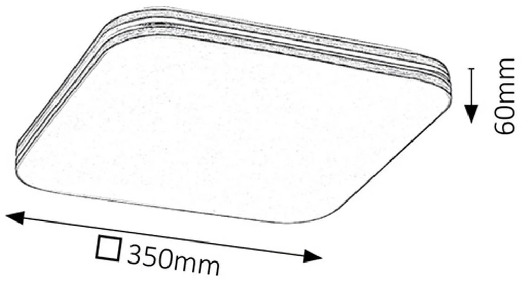 RABALUX Stropné LED svietidlo s funkciou hviezdnej oblohy OSCAR, 18 W, teplá biela, 35x35cm, hranaté