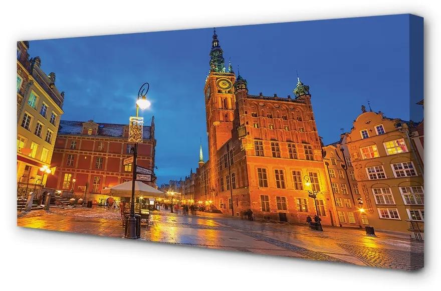 Obraz na plátne Gdańsk Staré Mesto v noci kostol 100x50 cm