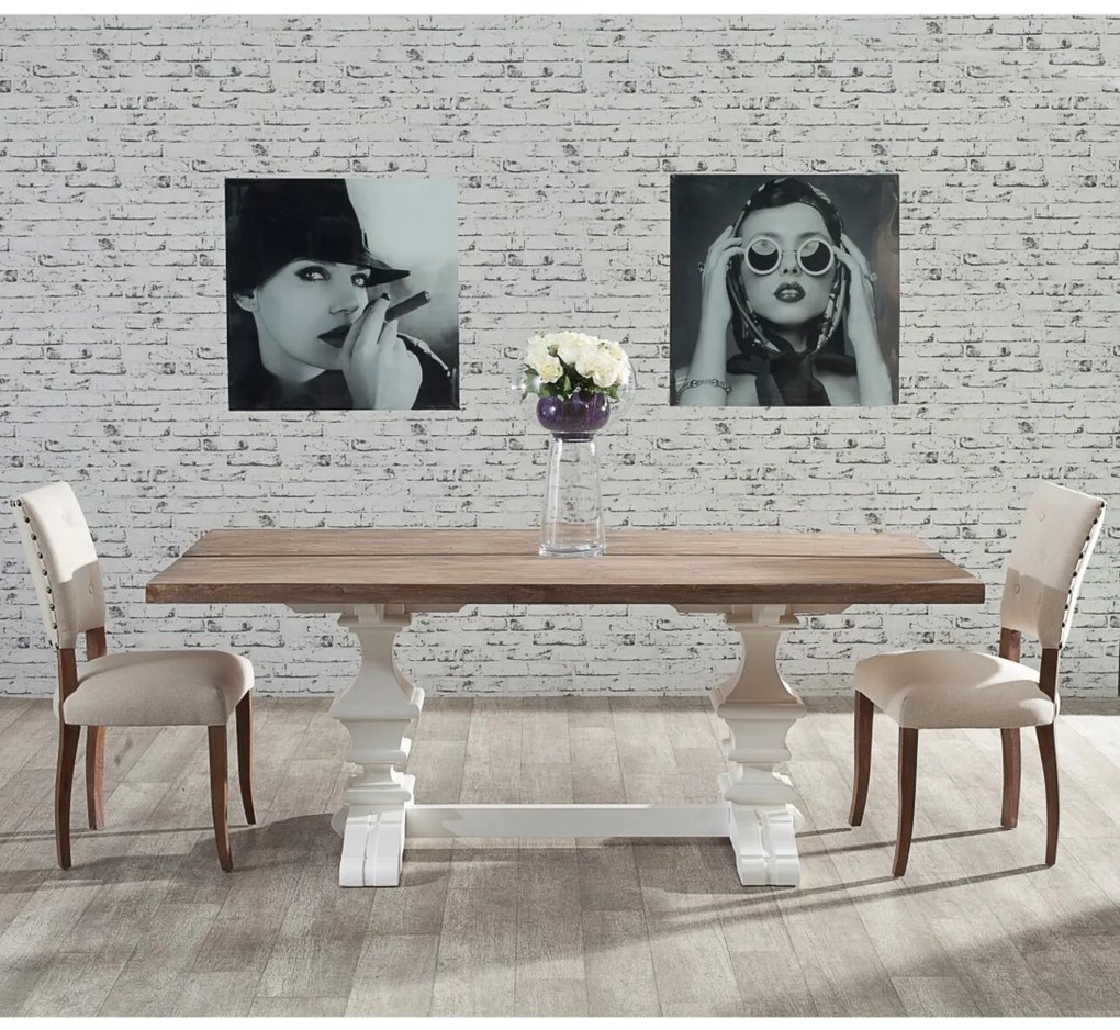 Stôl Chester 200 x 100 x 78 cm white&natural grey