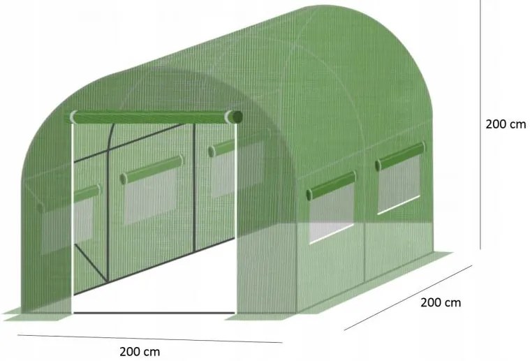Záhradný fóliovník v zelenej farbe 2 m x 2 m