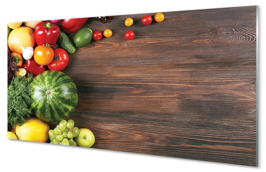 Sklenený obklad do kuchyne Melón paradajky kôpor 140x70 cm