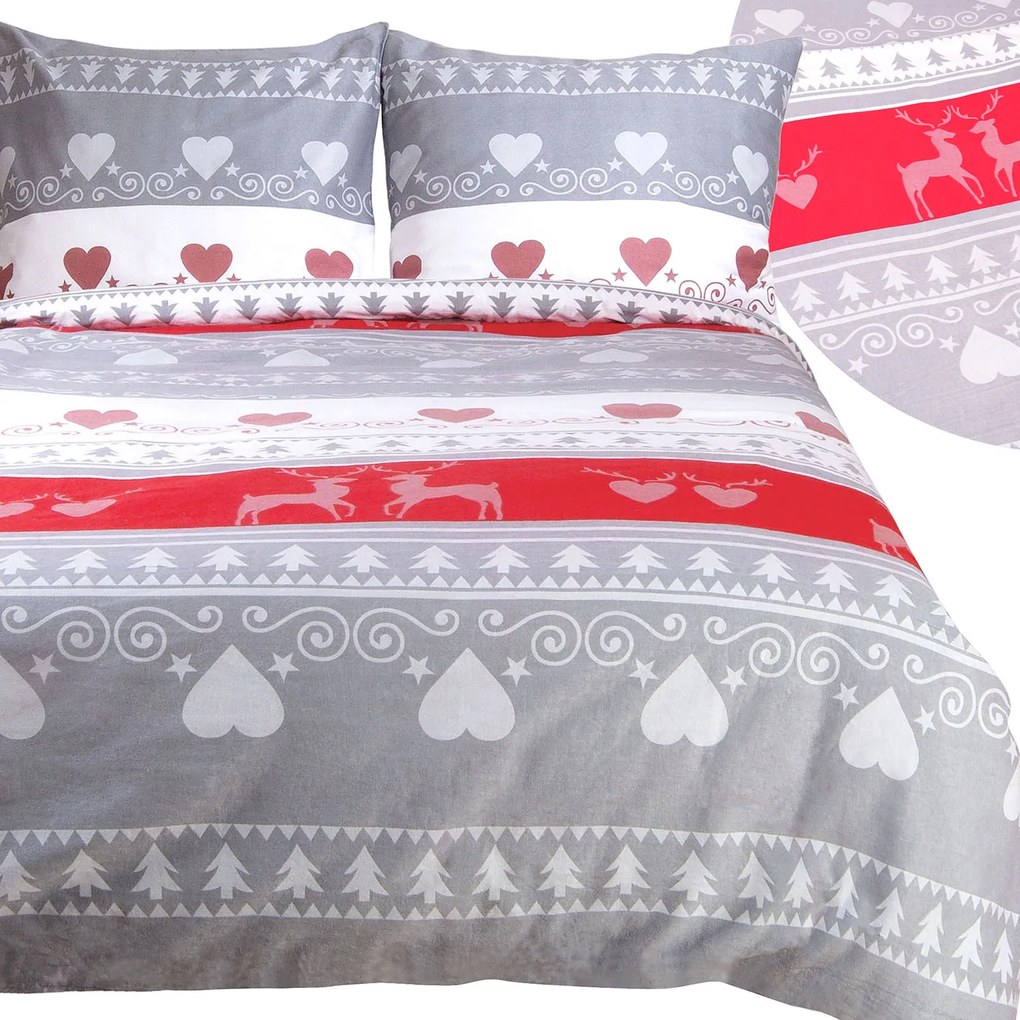 VIANOČNÉ FLANELOVÉ OBLIEČKY FLANELOVE 200X220 CM, 2KS 70X80 CM VZOROVANÉ