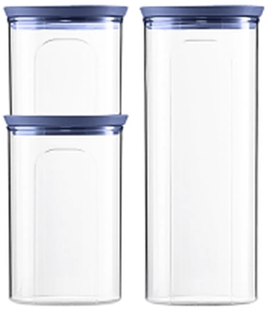 STEFANPLAST Súprava 3 okrúhlych dóz Tosca, transparetná/modrá