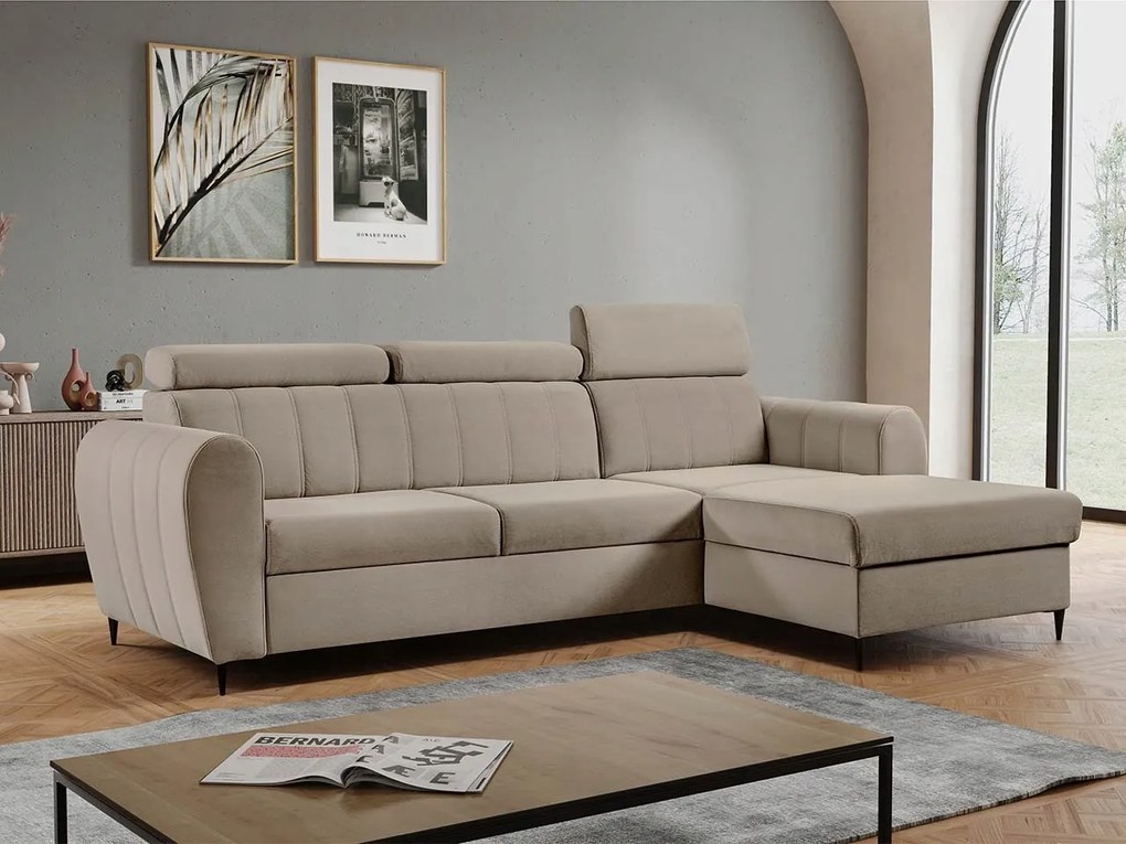 Rohová sedačka Potazuro Mini (béžová) (s úl. priestorom) (p)