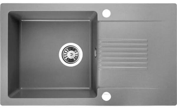 Laveo Celia, 1-komorový granitový drez 760x440x185 mm s dlhým odkvapkávačom, šedá, LAV-SJC1511T