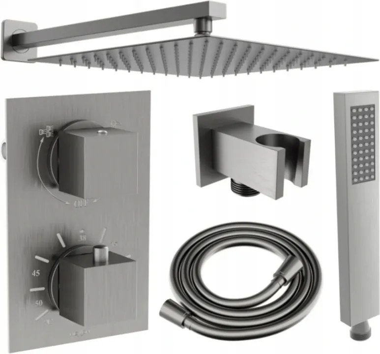 Mexen Cube DR02 podomietkový sprchový set s dažďovou sprchou 30x30 cm (6v1), grafitová, 77502DR0230-66