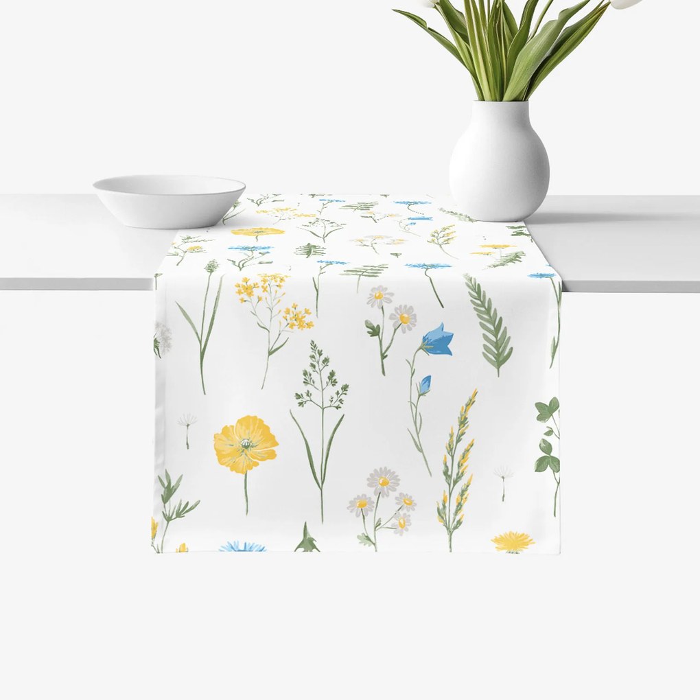 Goldea behúň na stôl 100% bavlnené plátno - slovenská lúka 20x120 cm