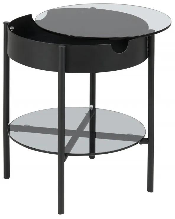 Odkladací stolík s podnosom Asava 45 cm čierny