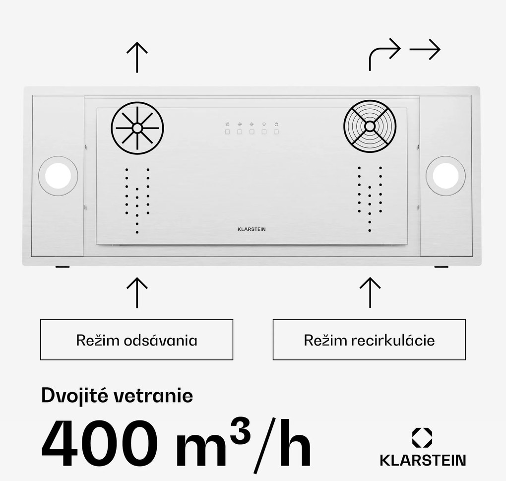 Klarstein TurboMax odsávač pár, 380 m³/h, Účinnosť A+, Dvojitá prevádzka, 3 úrovne, LED