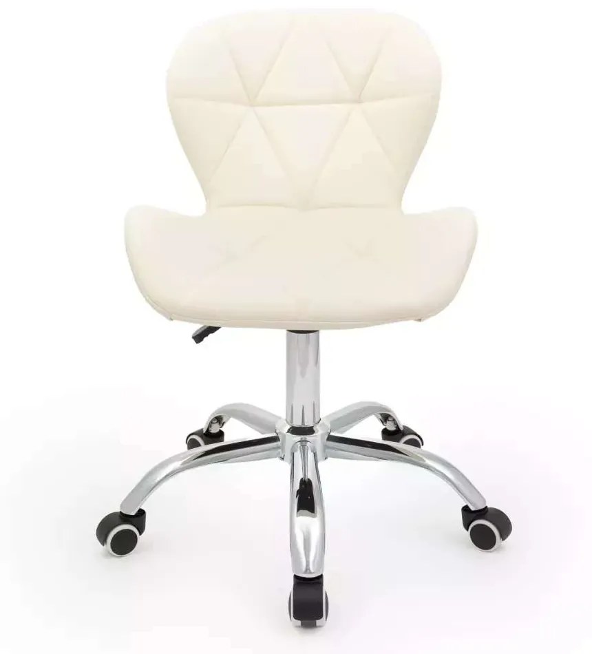 LuxuryForm DESIGN Stolička LIVIO na striebornej podstave s kolieskami - krémová