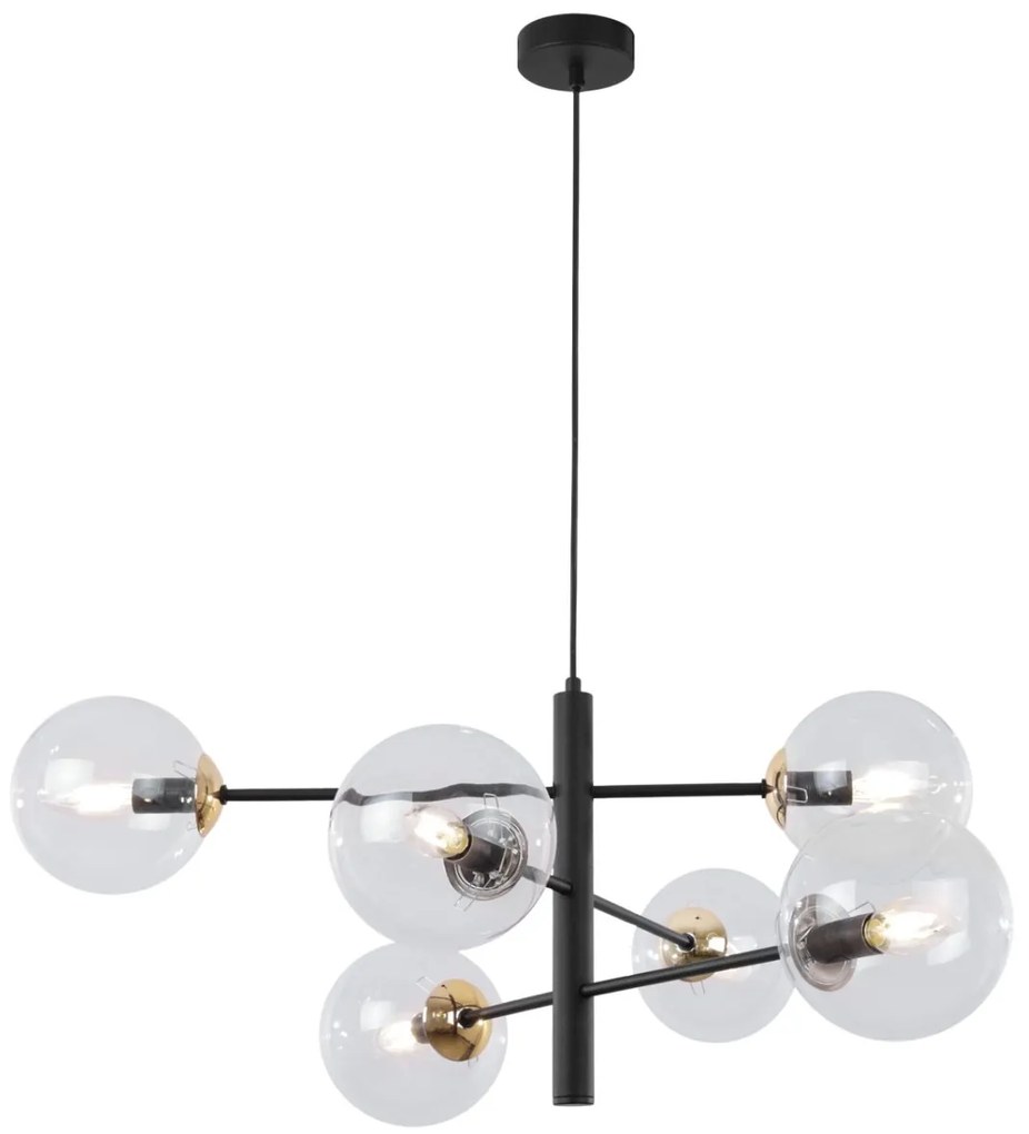 Závesne svietidlo Paris, 6x číre sklenené tienidlo, B/G, X