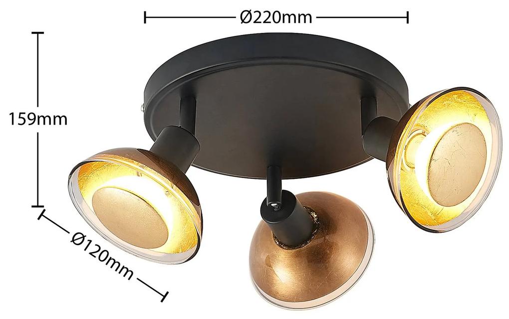 Lindby Erin stropné LED svietidlo čierna/zlatá
