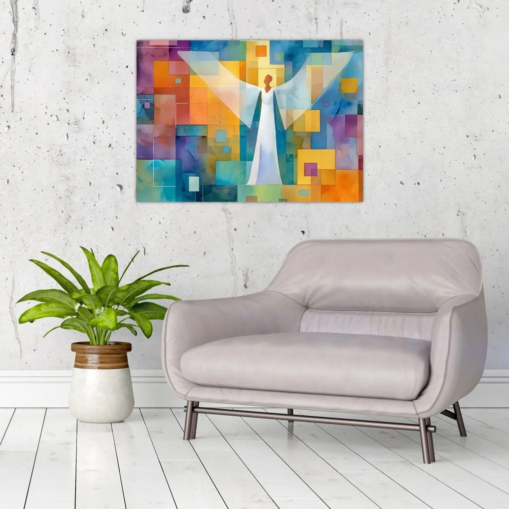 Sklenený obraz - Geometrický anjel (70x50 cm)