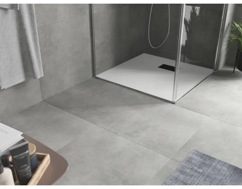 Mexen Hugo, štvorcová sprchová vanička SMC 80 x 80 cm, biela, čierna krytka, 42108080-B