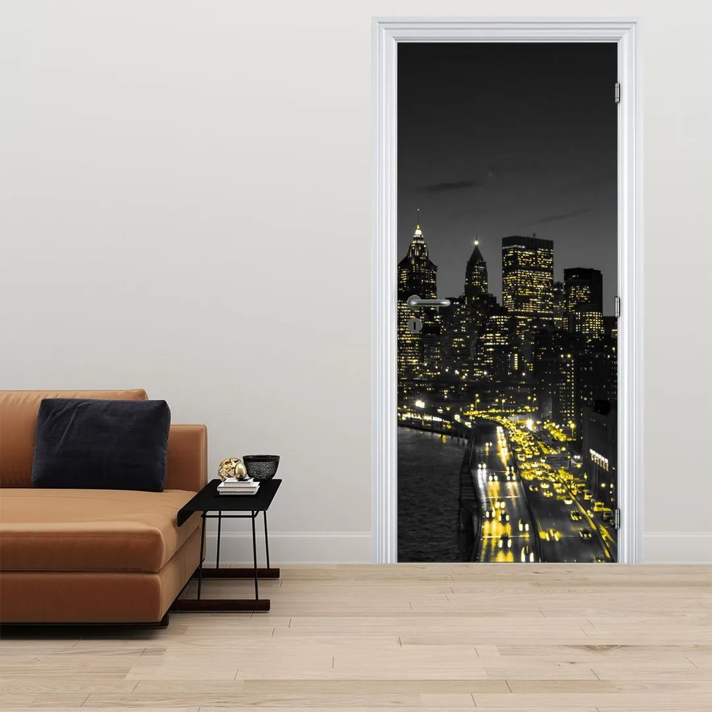 Fototapeta na dvere - Nočná metropola (95x205cm)