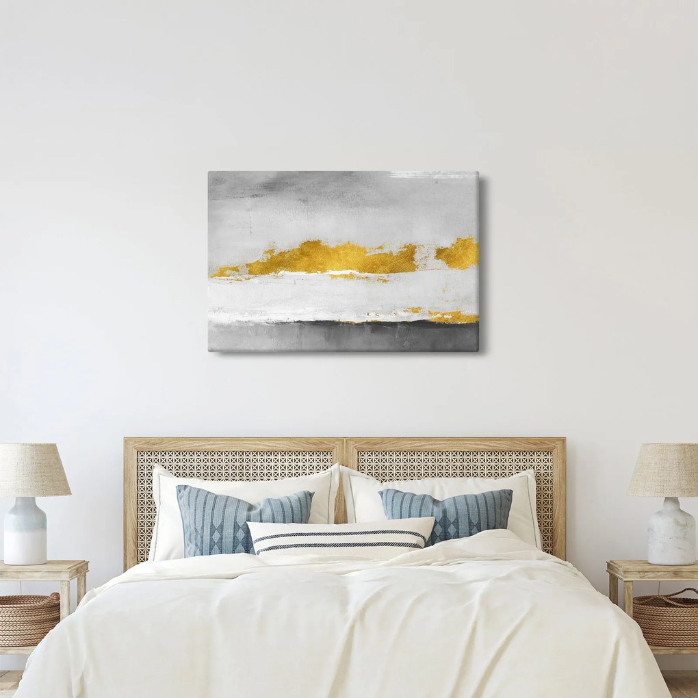 Obraz - Zlaté a šedé ťahy (90x60 cm)