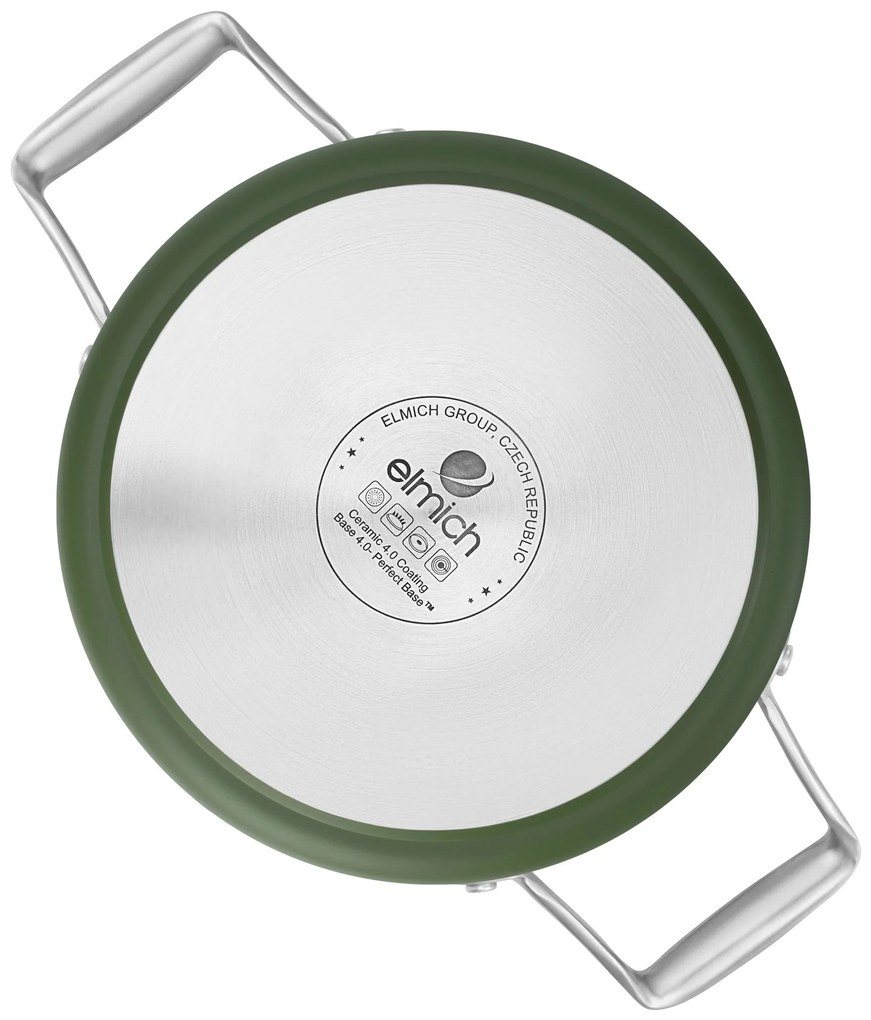 Elmich Nepriľnavý keramický hrniec Vital Ø 24 cm (6.3L) - olivovo zelená