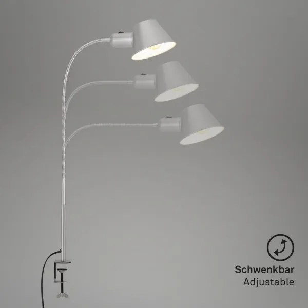 Brilo - Flexibilná stolná lampa s klipom 1xE27/10W/230V strieborná