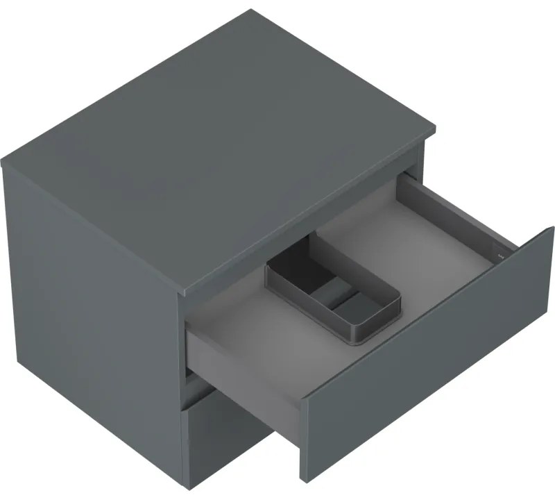 Mexen Orio, kúpeľňová skrinka 60 cm s hornou doskou, 2 zásuvky, grafitová matná, 91A10-06047-2-BFFC66