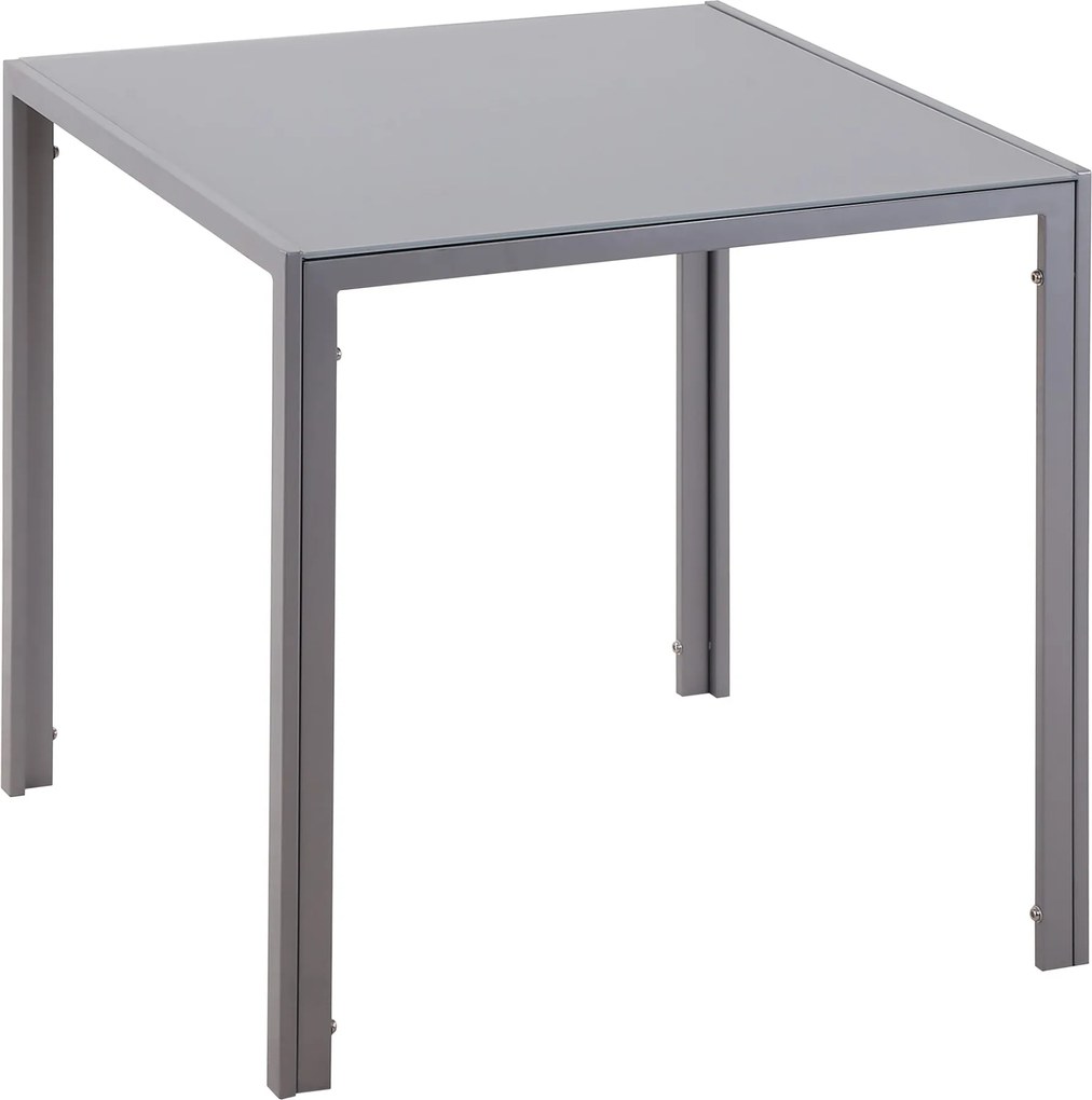 HOMCOM Jedálenský stôl 75 x 75 cm, Štvorcový Kuchynský Stôl pre 4 Osoby, Jedálenský Stôl z Tvrdeného Skla s Kovovými Nohami, Moderný Stôl do Kuchyne,