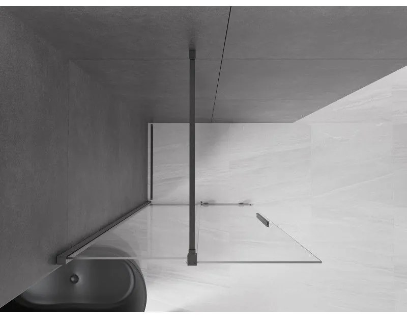 Mexen Velar, sprchová zástena s posuvnými dverami Walk-in 75 x 200 cm, 8mm číre sklo, brúsený grafit, 871-075-000-03-95