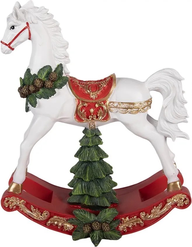 Christmas Decoration Figurine Rocking Horse 32x12x39 Cm White Plastic - 32*12*39 cm