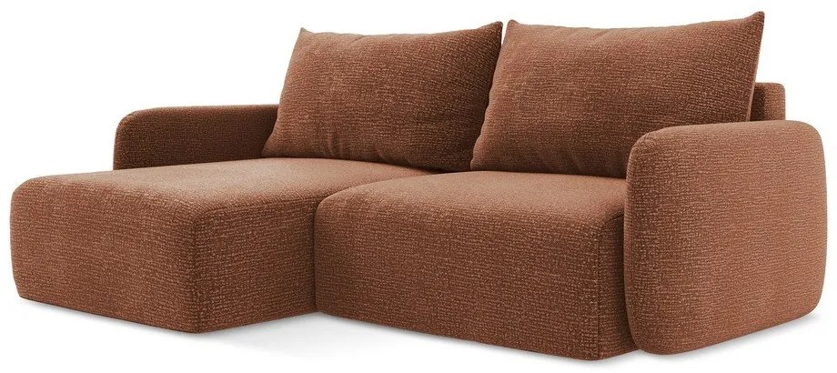 Rozkladacia/s úložným priestorom rohová pohovka v tehlovej farbe (ľavý roh) Kalena – Makamii