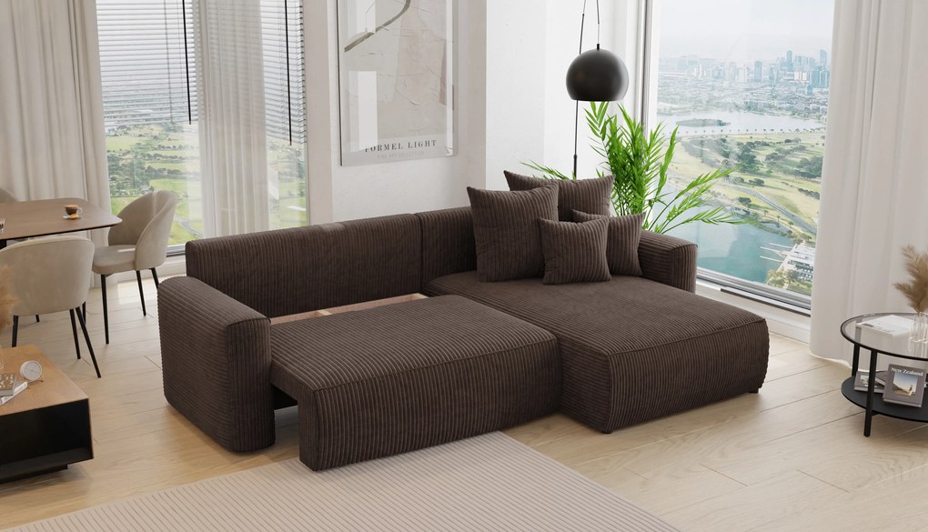 Rohová sedačka Baria (P) (čokoládová). Akcia -20%. Vlastná spoľahlivá doprava až k Vám domov. 1133088