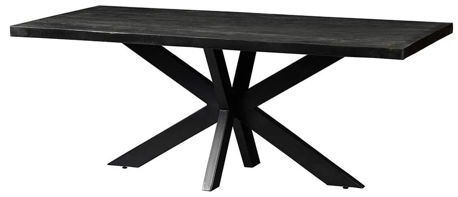 Jedálenský stôl z mangového dreva Memphis Black obdĺžnik 300x120 cm Mahom