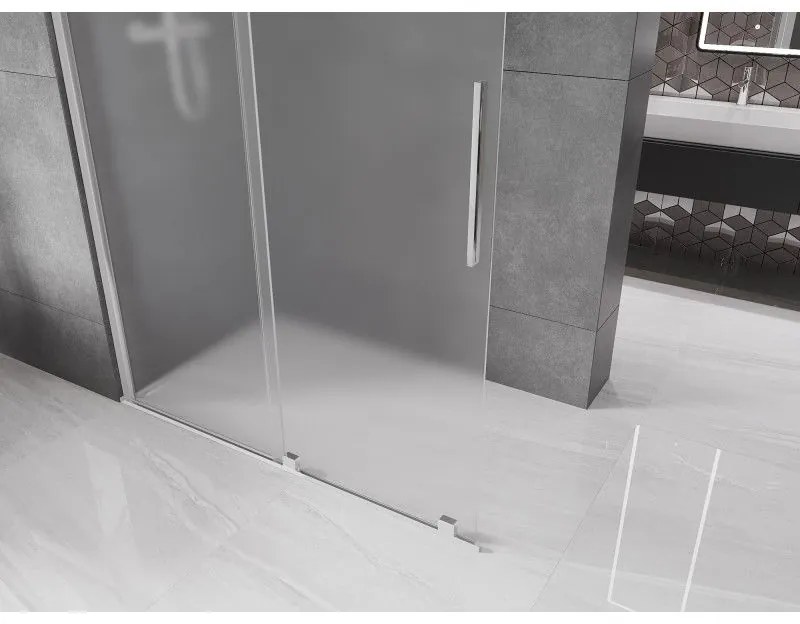 Mexen Velar, sprchová zástena s posuvnými dverami Walk-in 160 x 200 cm, 8mm sklo námraza, chrómová, 871-160-000-33-01