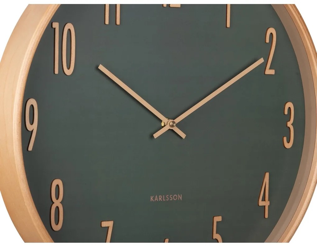 Dizajnové nástenné hodiny Karlsson 5996GR zelené,priemer 40 cm