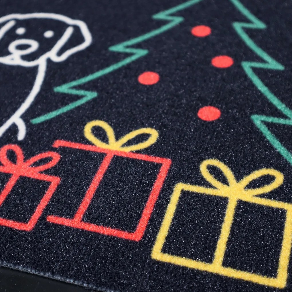 Rohožka Vianoce pri Psíku a mačičky 40x60 cm, 40x60, čierna, Mercury Flooring