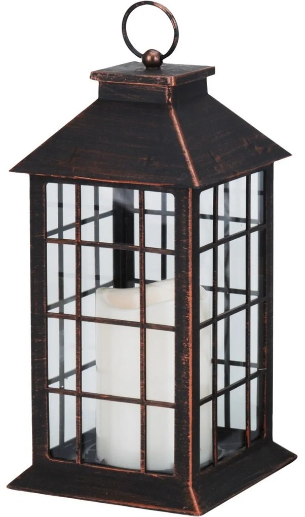 Lampáš s LED sviečkou Adda, 14 x 28 x 14 cm, teplá biela