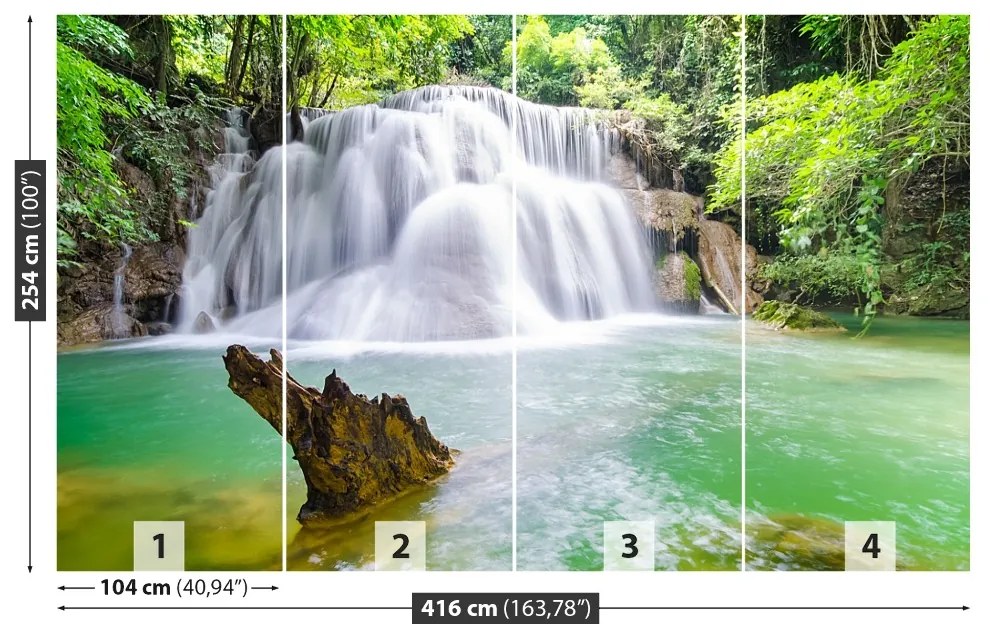 Fototapeta Vliesová Vodopád v lese 250x104 cm