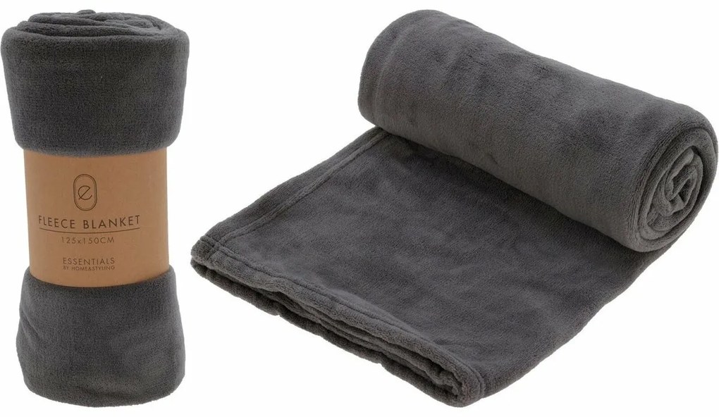 Deka fleece tmavá sivá, 125 x 150 cm