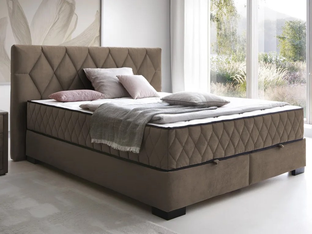 Posteľ Reve 160x200 cm, svetlo hnedá látka