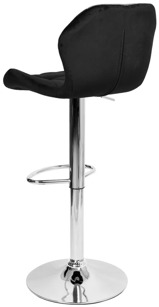 Barová stolička GORDON VELVET čierna/strieborná