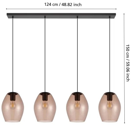 Eglo 390162 - Luster na lanku ESTANYS 4xE27/40W/230V hnedá