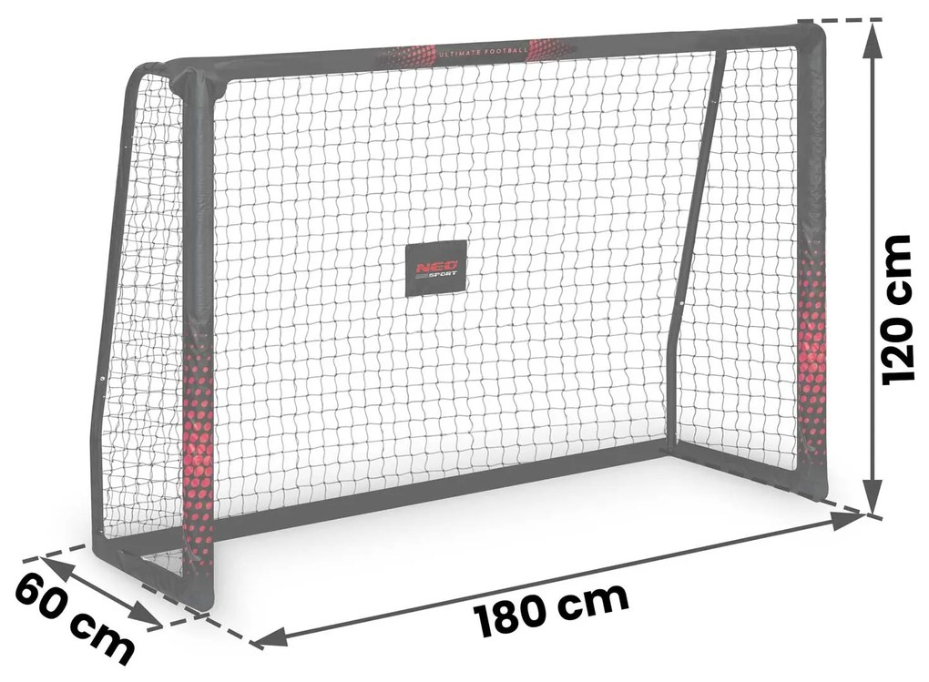 Neo-Sport Futbalová bránka 180 x 120 x 60 cm NS-463 čierno-červená