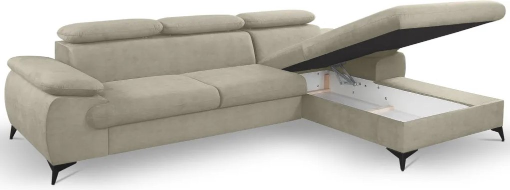 Rohová sedacia súprava Scala, béžová látka, pravý roh