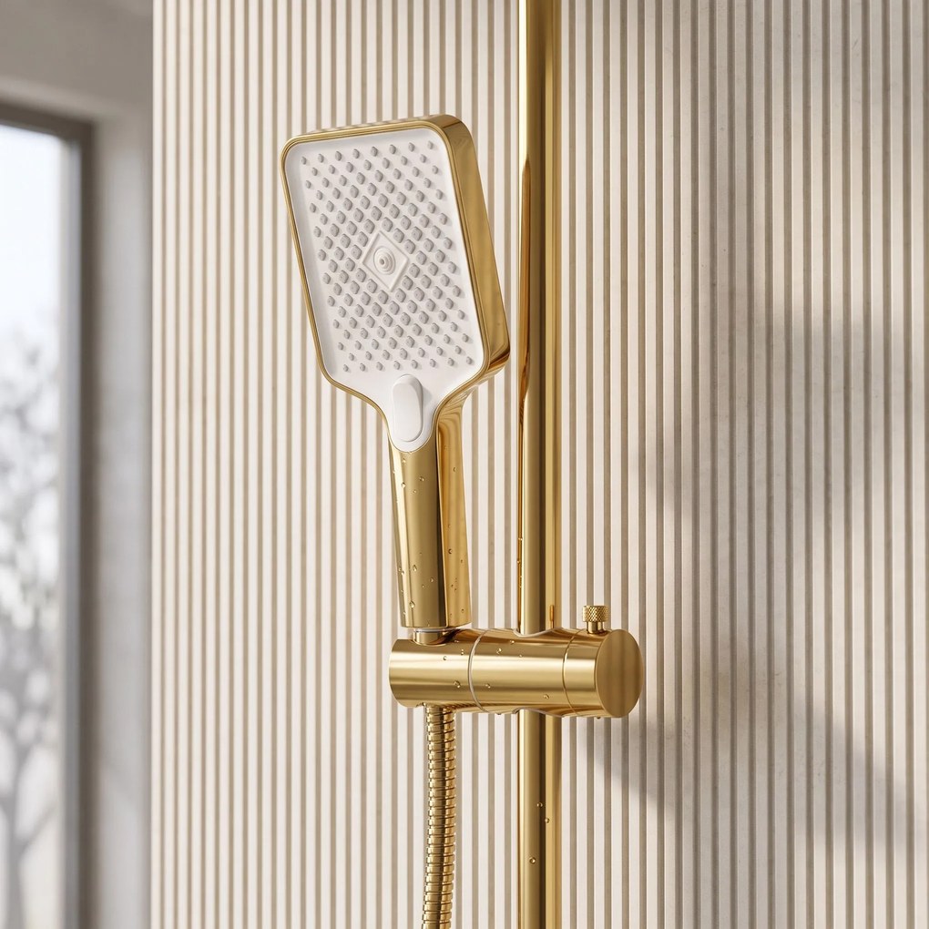 Rea JS-031, ručná sprchová hlavica, 4 funkcie, zlatá lesklá, REA-03904