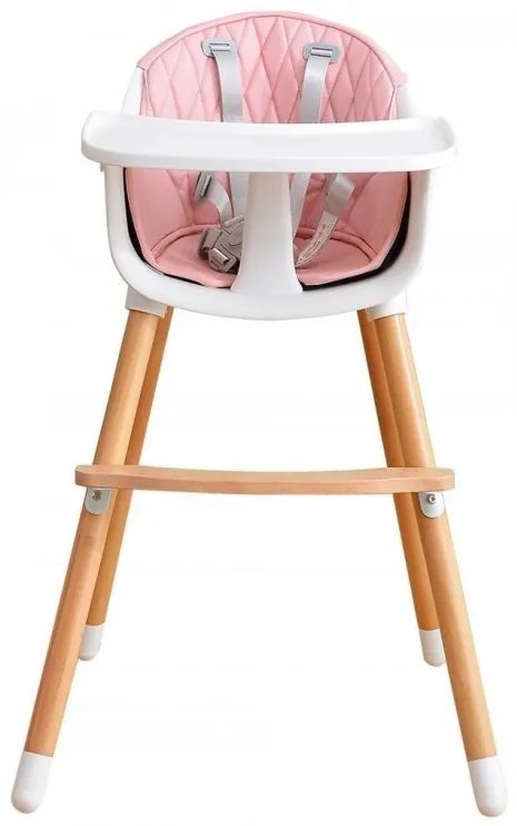 EcoToys Drevená jedálenská stolička 2v1 - ružová, HC-423 PINK