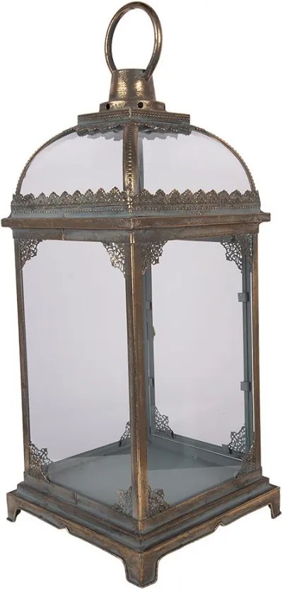 Bronzová antik kovová lampáš s čipkou Billia - 23*23*58 cm