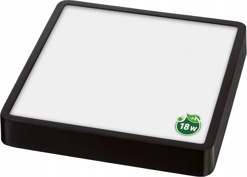 BERGE LED panel štvorcový povrchový čierny - MELA-S - 18W - 1440Lm - neutrálna biela